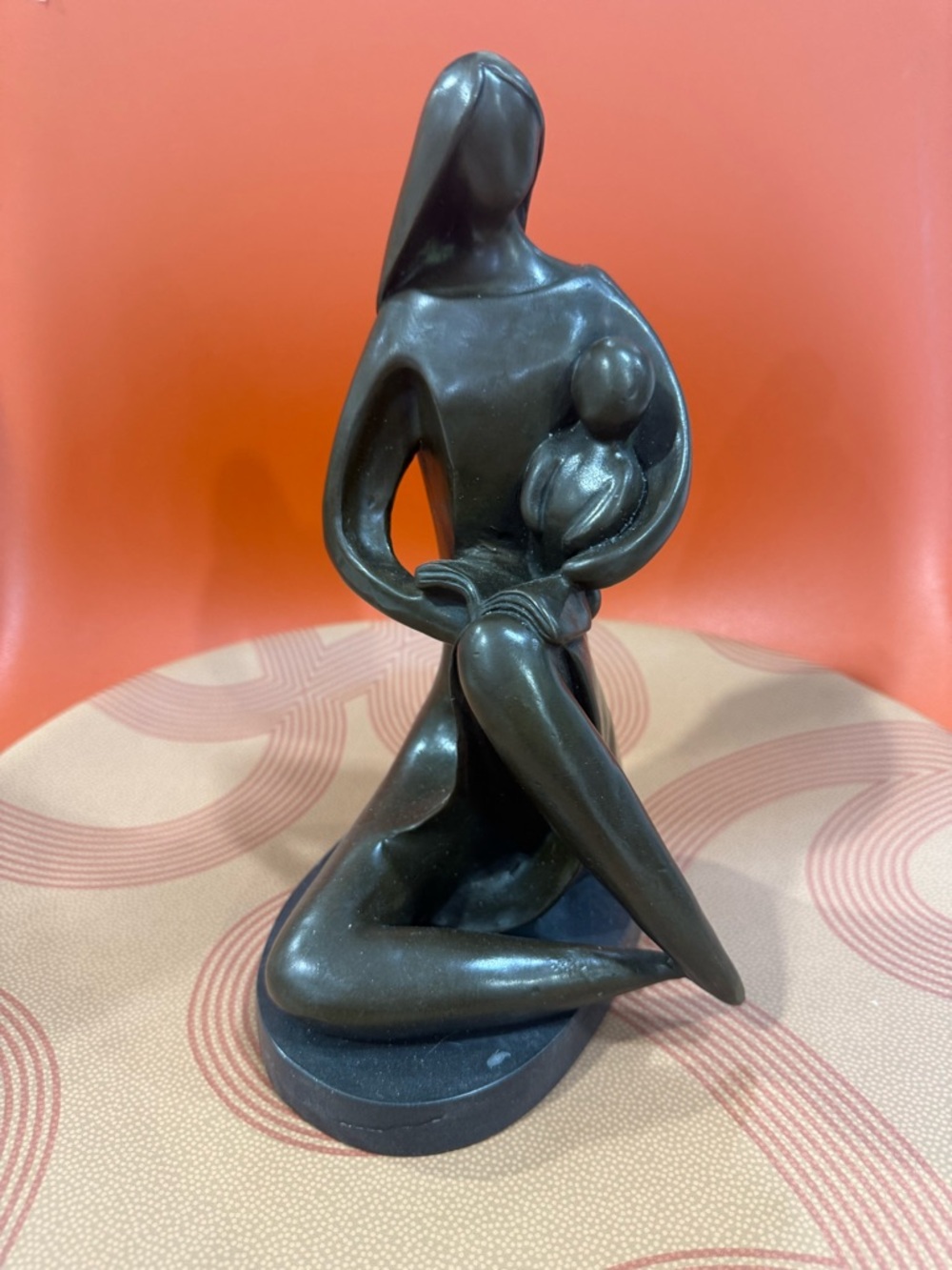 Bronze Mother and Baby Child Statue Abstract Modern Nude Signed Milo